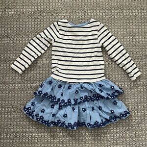 Mini Boden 2-3YR Navy Stripe and Floral Appliqué Dress